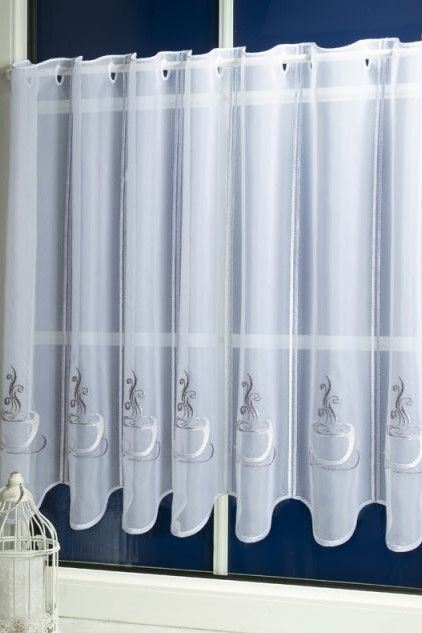 Melange hímzett kávés vitrázs függöny 60cm