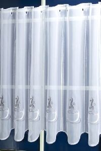 Melange hímzett kávés vitrázs függöny 60cm