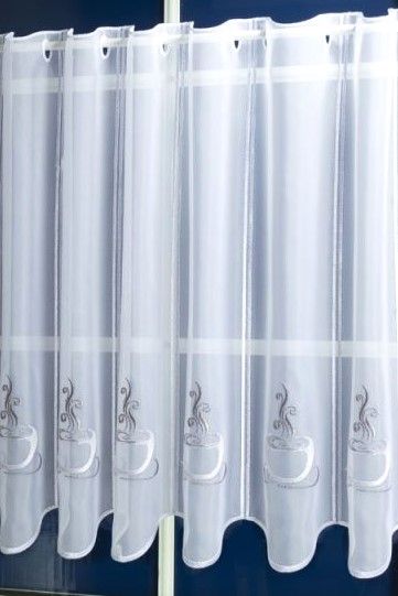 Melange hímzett kávés vitrázs függöny 60cm