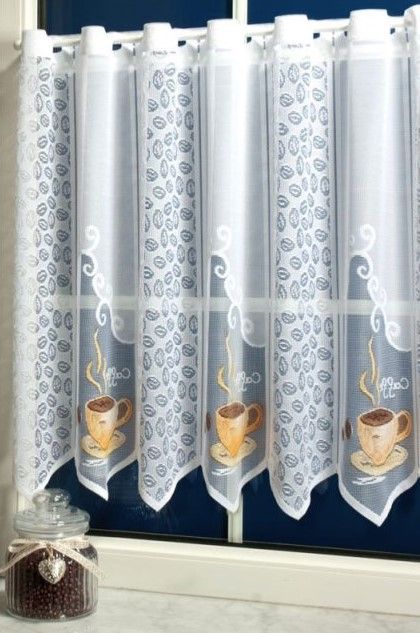 Kávé mintás vitrázs függöny 60cm