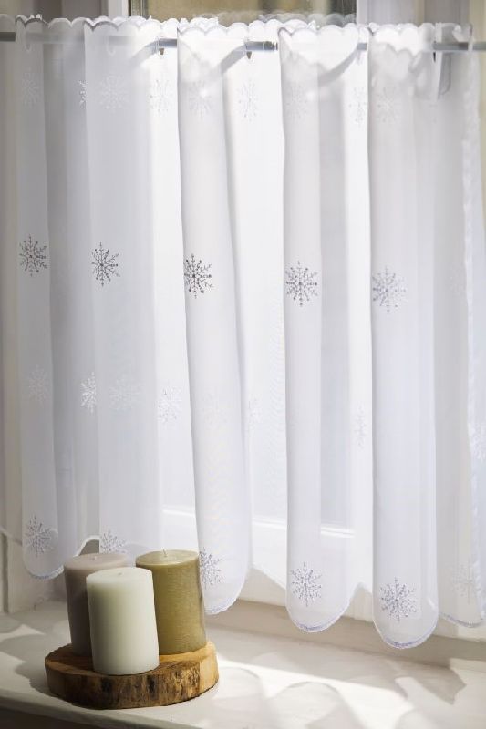 Hímzett voile PIHE fehér vitrázs függöny 60 cm