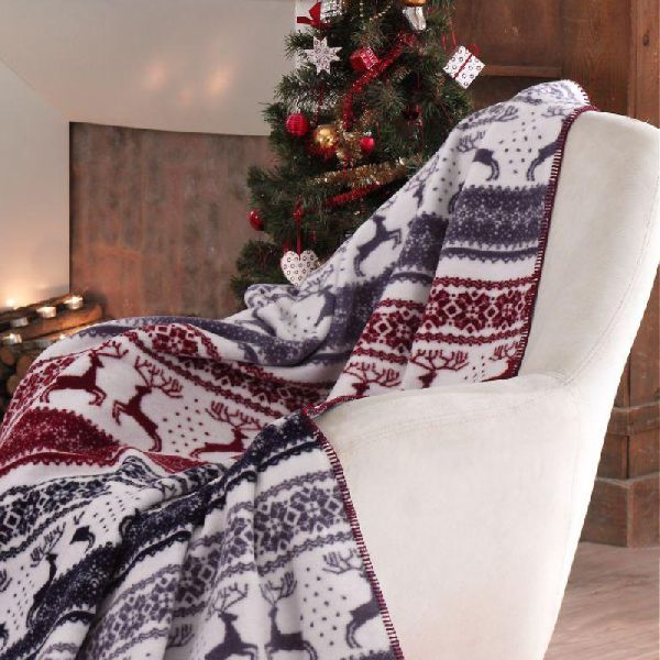 Rénszarvasos mintás pamut takaró