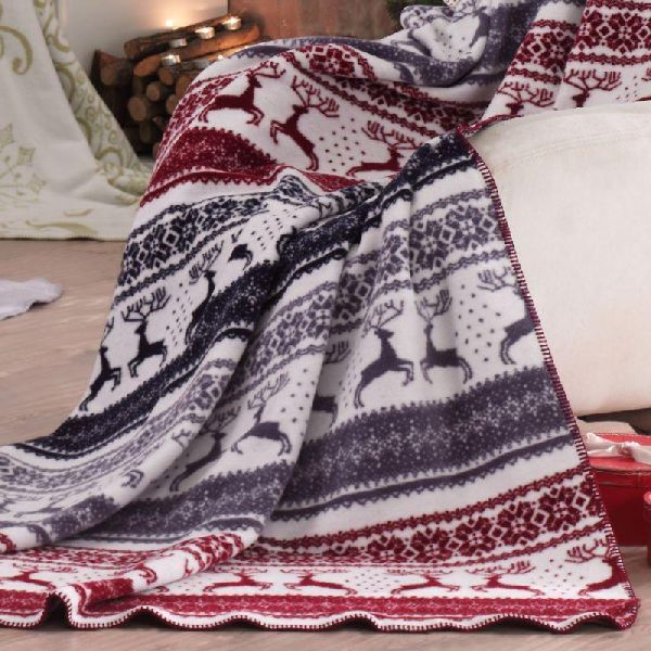 Rénszarvasos mintás pamut takaró